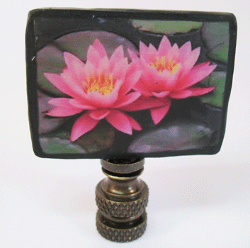 Finial:  Deep  Pink Water Lily  2 1/4" overall