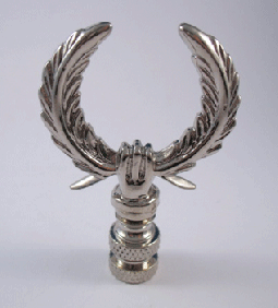 Finial:  Nickel Plated Wreath in Hand.  2 1/2" overall