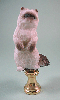 Finial: White  Cat Begging.  2 3.4" overall