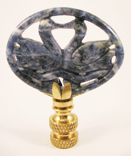 Finial:  Lapis Swans in an Oval.  2 1/2" overall
