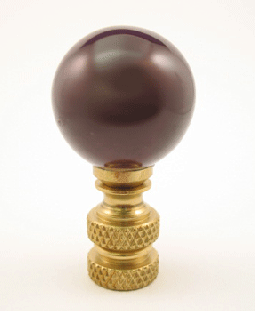 Finial.  Opaque Brown Ball.  1 3/4" overall