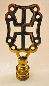 Finial: Asian Symbol Rectangle. 2 7/8 overall