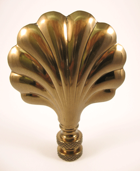 Finial:  Antiqued Brass Lg. Shell. 3" overall