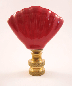 Finial: Bright Red Ceramic Shell. 2 1/4" overall