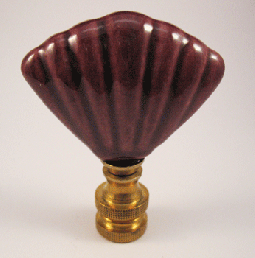 Finial: Deep Rose Ceramic Shell. 2 1/4" overall