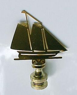 Brass Weathervane Sailboat Lamp Finial 2 1/2 inches tall