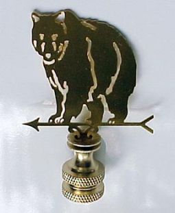 Brass Weathervane Bear Lamp Finial 2 1/2 inches