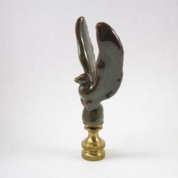 Lamp Finial: Brown / Green Ceramic Eagle Bird