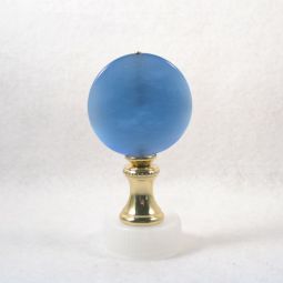 Lamp Finial:  Blue Optic Glass Flat Disk