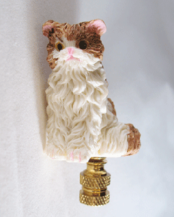 Finial:  White and Tan Fluffy Cat.