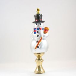Lamp Finial  Snowman with Black Top Hat