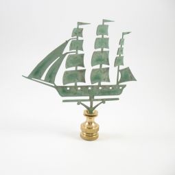 Clipper Ship Weathervane Finial (verdigris) green finish 4"x4"