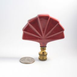 Lamp Finial  Maroon Ceramic Fan