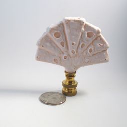 Lamp Finial Large Pink and White Ceramic Fan