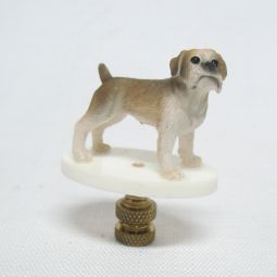 Lamp Finial Tan and White Dog