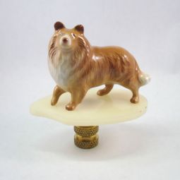 Lamp Finial:  Sheltie Bone China Dog