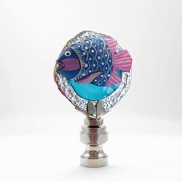 Lamp Finial: Blue and Lavender Tropical Fish
