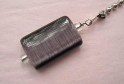 Fan Pulls: Dark Purple Optical Glass 1" with 12" nickel chain