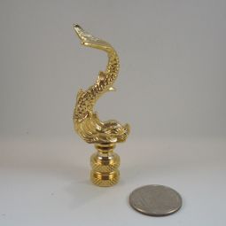 Lamp Finial Gold Plated Brass Dolphin Classic Roman