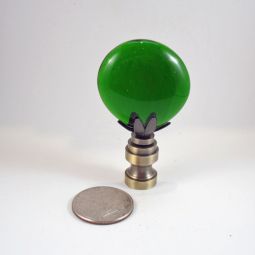 Lamp Finial Dark Bottle Green Glass Disk