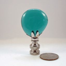 Lamp Finial Teal Blue/Green Glass Disk