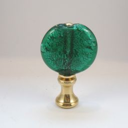 Lamp Finial Bottle Green Glass Flat Disk Rustic