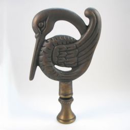 Lamp Finial:  Antiqued Brass Deco Stork