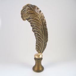 Lamp Finial:  Antiqued Brass Plume