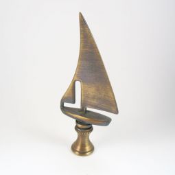 Lamp Finial:  Antiqued Brass Sailboat