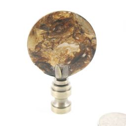 Lamp Finial Resin Flat Disk with Gold Leaf and Natural Chips