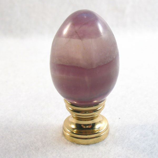 Lamp Finial Amethyst Stone Egg Brass Hardware Standard Thread 1/4-27 53U 