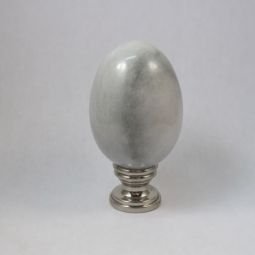 Lamp Finial:  White and Gray Stone Marble Egg