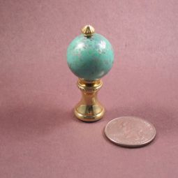 Lamp Finial Turquoise Stone With Gold Accent