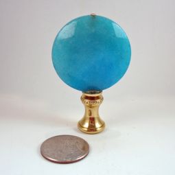 Lamp Finial Turquoise Round Flat Coin Disk