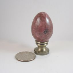 Lamp Finial Rose and Black Natural Stone Egg
