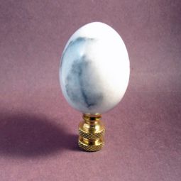 Lamp Finial White and Gray Marble Egg