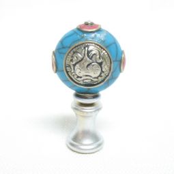 Lamp Finial Small Turquoise and Silver