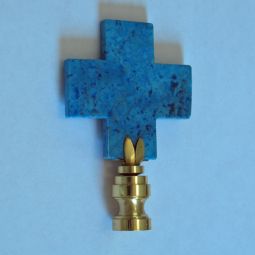 Lamp Finial Turquoise Stone Cross