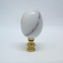 Lamp Finial White and Gray Stone Marble Egg