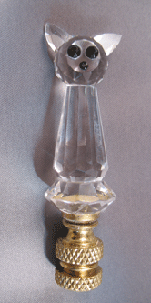 Finial:  Crystal Cat. 3" overall