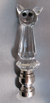 Finial:  Crystal Cat.  3" overall