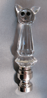 Finial:  Crystal Cat.  3" overall