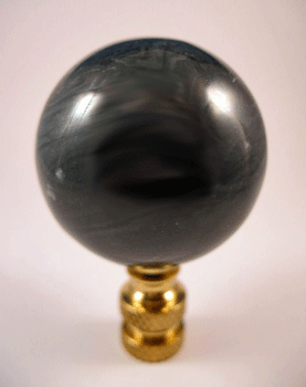 Finial:  Lg. Black Marble Ball. 2 3/8 overall