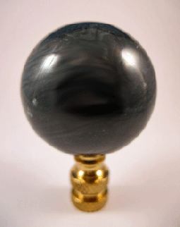 Finial:  Lg. Black Marble Ball. 2 3/8 overall