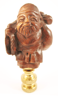 Finial: Asian  Boxwood Man. 2 3/4" overall