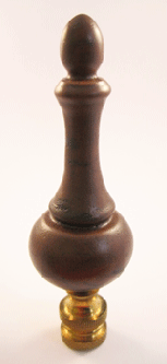 Finial:  Med Brown Ceramic Tall Knob  3 1/2" overall