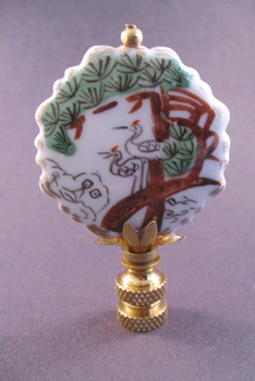 Finial:  Asian Cranes. 3" overall