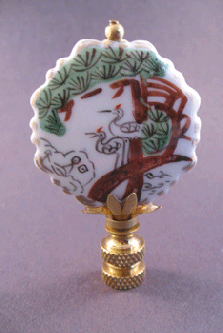 Finial:  Asian Cranes. 3" overall