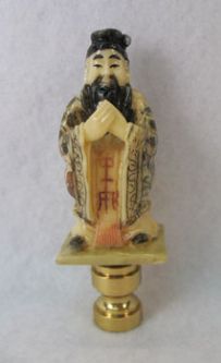 Finial:  Resin Asian Priest.  3 1/8" overall
