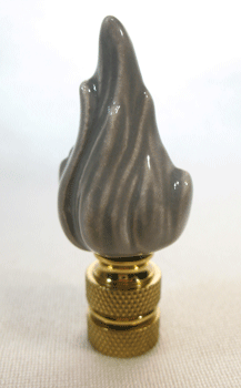 Finial:  Gray Ceramic Flame Knob 2 3/8" overall